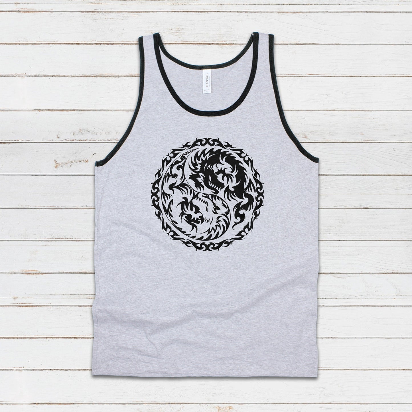 Yin Yang Dragons Tank Top Dragon Taoism Japanese Chinese Zen Yoga Gym Casual Martial Arts Taijitu Women's Mens Printed Cami Tee Vest T Shirt