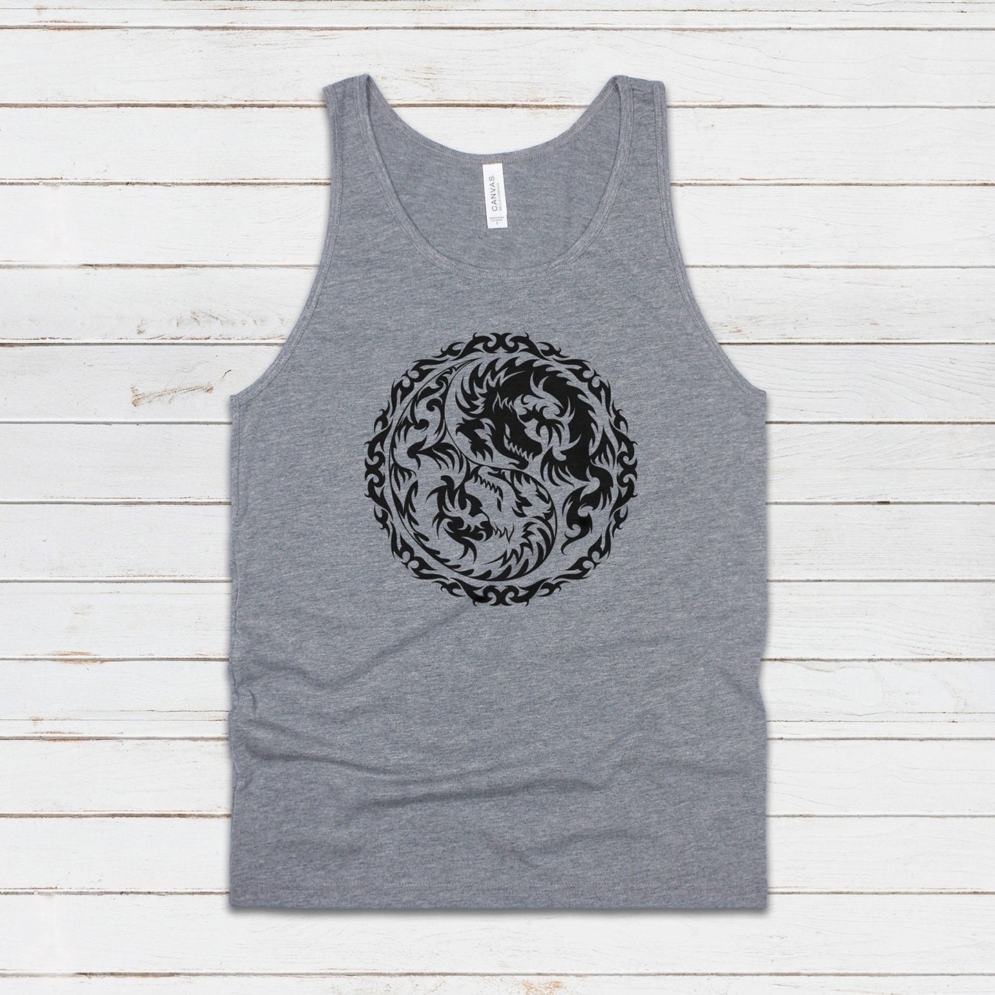 Yin Yang Dragons Tank Top Dragon Taoism Japanese Chinese Zen Yoga Gym Casual Martial Arts Taijitu Women's Mens Printed Cami Tee Vest T Shirt