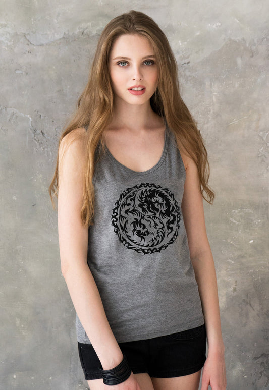 Yin Yang Dragons Tank Top Dragon Taoism Japanese Chinese Zen Yoga Gym Casual Martial Arts Taijitu Women's Mens Printed Cami Tee Vest T Shirt