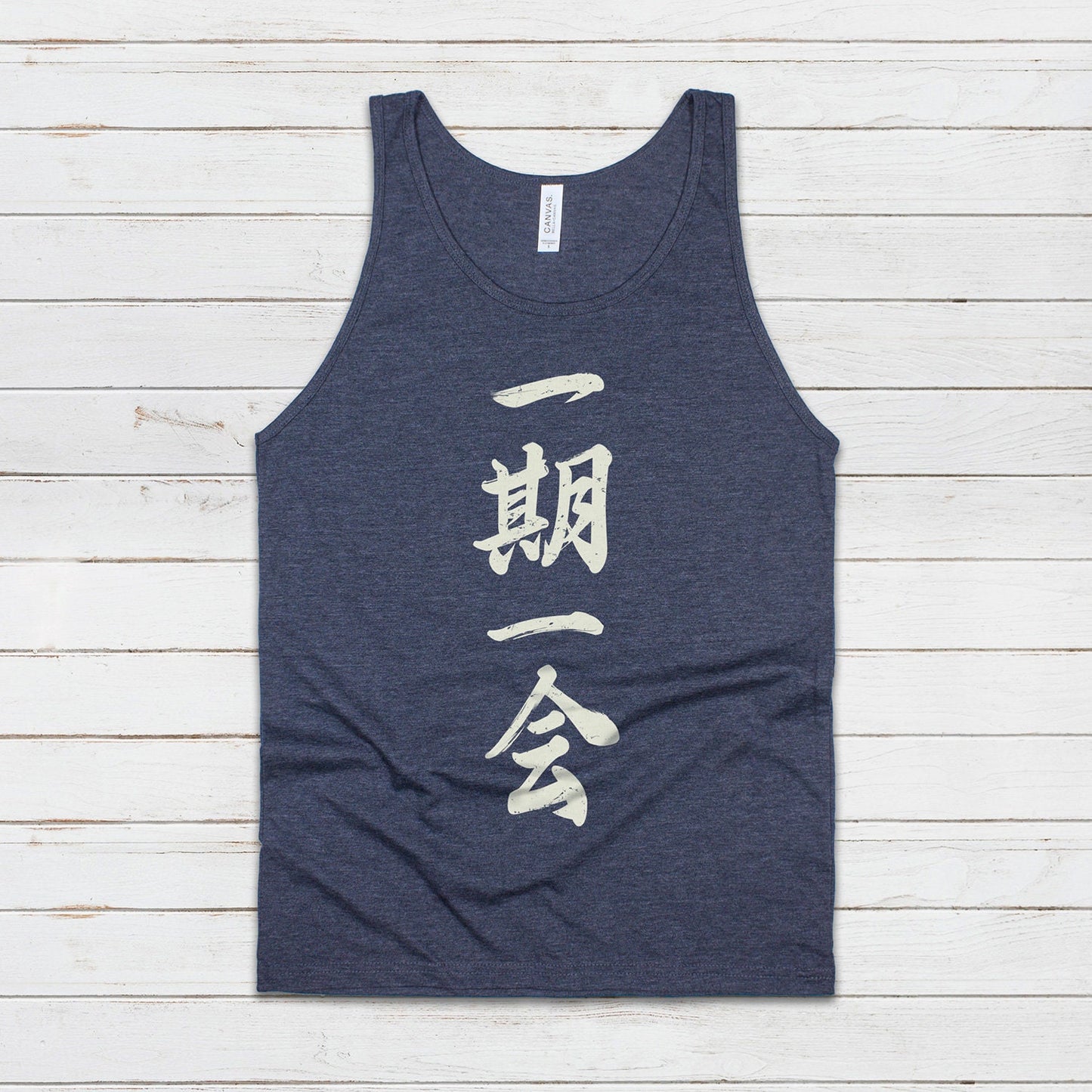 Japanese Calligraphy Tank Top - Ichigo Ichie Japan Calligraphy Buddhist Yoga Zen Martial Arts Anime Manga Gym Mens Womens Printed Vest Cami