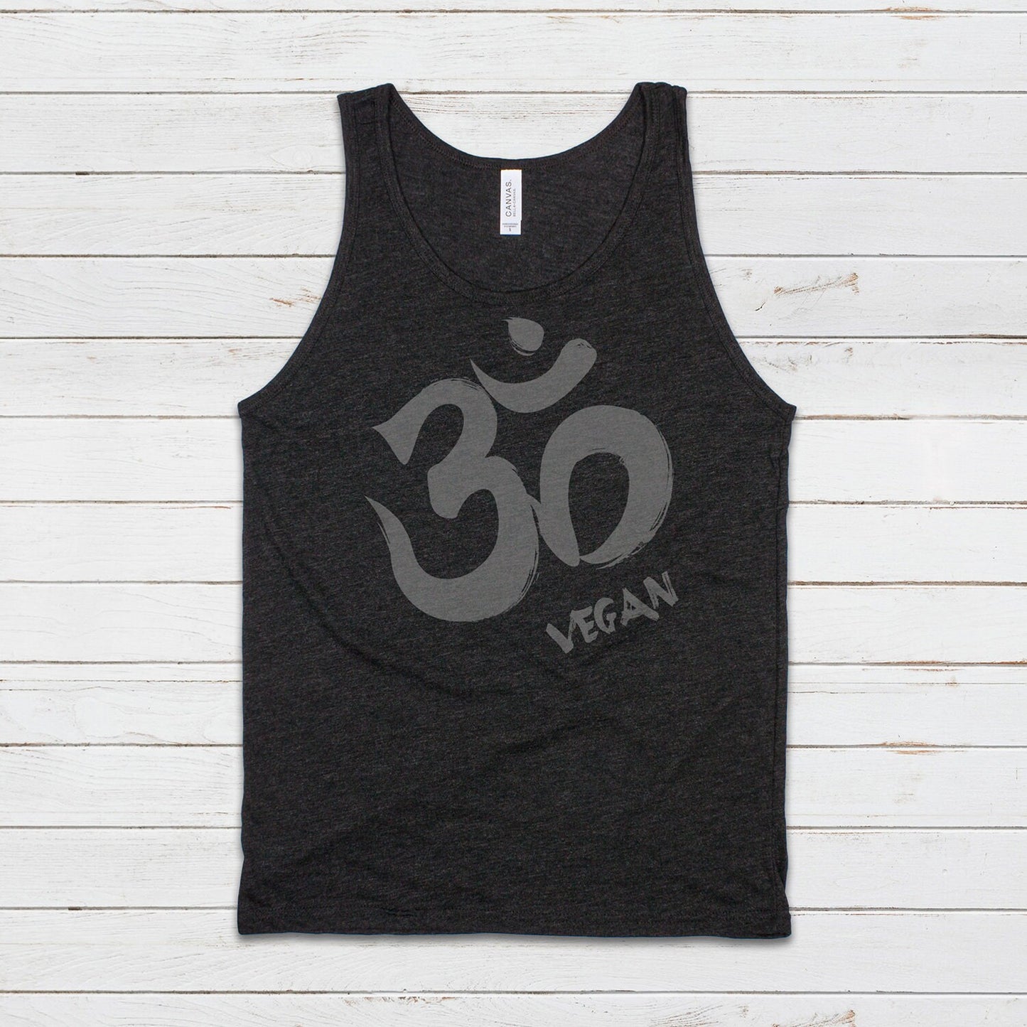 Om Vegan Tank Top Ohm Aum Yoga Meditation Sanskrit Peace Animal Rights Liberation Be Kind Climate Change Mens Womens Printed Vest Cami Tee