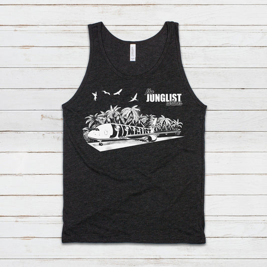 Junglist Airlines Tank Top Drum and Bass DnB EDM DJ Rhythm Machine Jungle Synthesizer Synth Ragga Neurofunk Mens Women Printed Vest Cami Tee