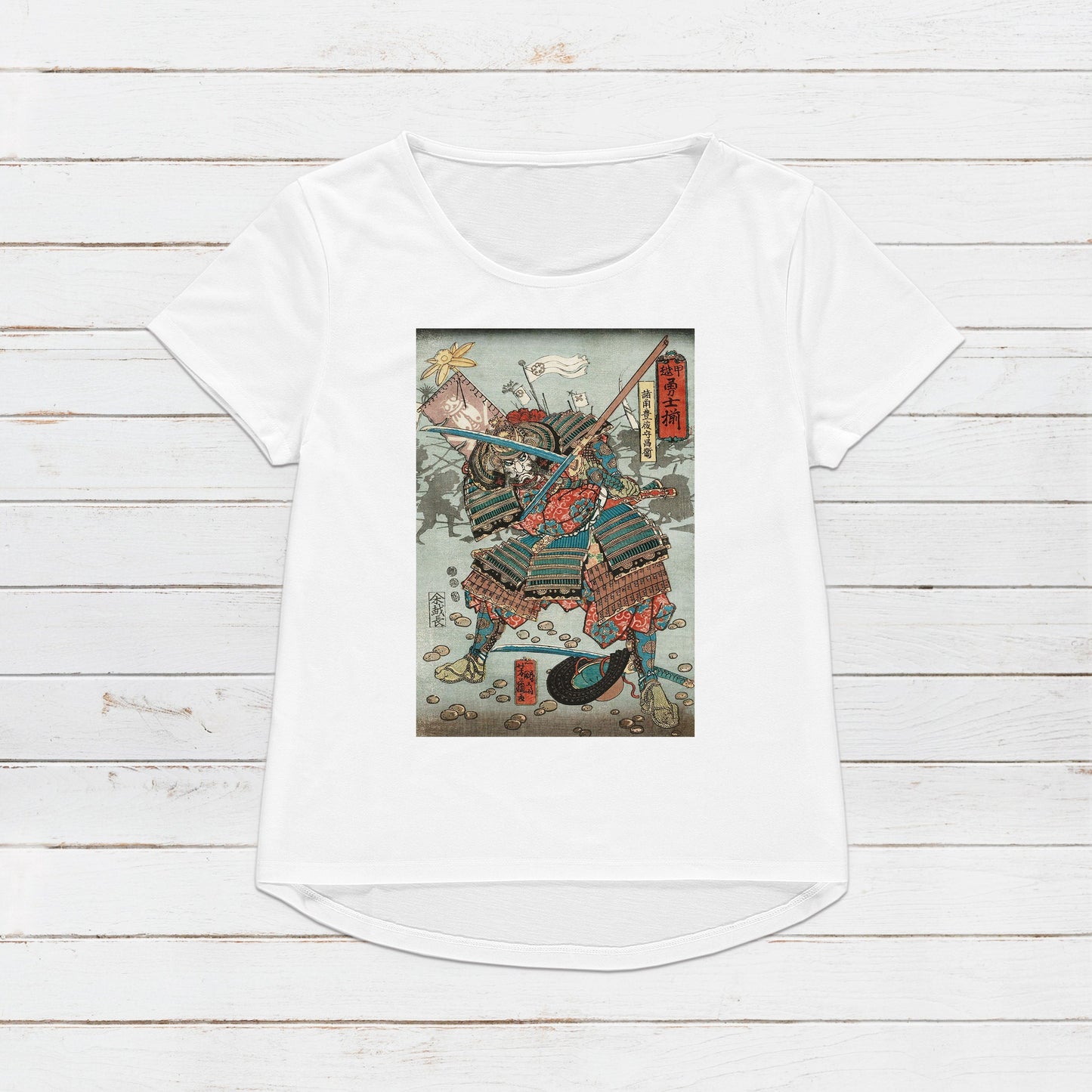 Japanese Ukiyo-e T Shirt Woodblock Art Utagawa Yoshifuji Samurai Bushido Japan Martial Arts Calligraphy Gift Womens Mens Graphic Printed Tee