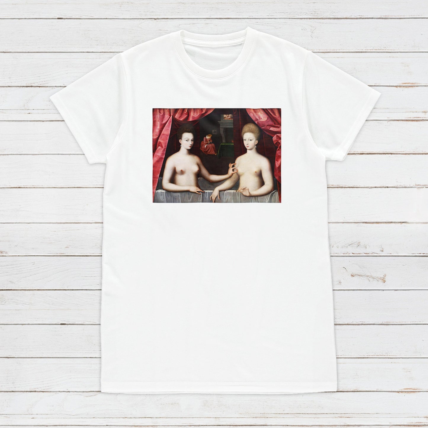 Fontainebleau T Shirt Gabrielle dEstrees Baroque Rococo Art Y2K 90s Nipple Pinch Quirky Aesthetic Pastel Goth Grunge Womens Mens Printed Tee