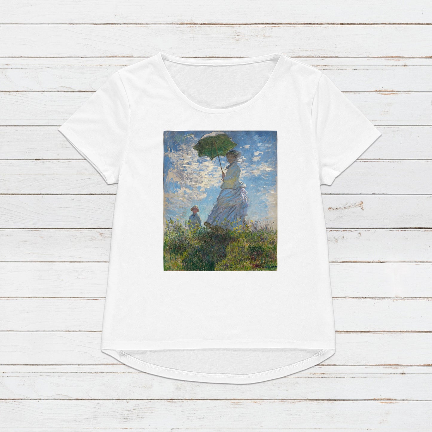 Claude Monet T Shirt La Promenade Impressionist Classical Fine Art Flowers Parasol Aesthetic Soft Grunge Womens Mens Graphic Printed Tee Top