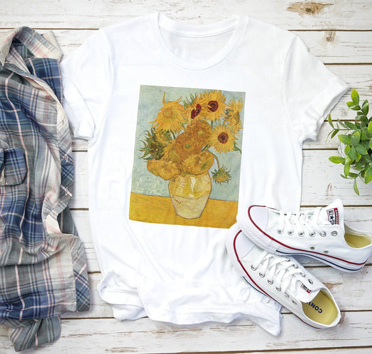 Sunflowers T Shirt Van Gogh Impressionist Classical Art Flowers Floral Aesthetic Pretty Soft Grunge Gift Womens Mens Graphic Printed Tee Top