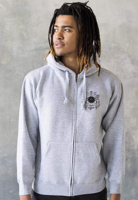 Junglist Coat Of Arms Logo Zip Up Hoodie Jungle Crest Drum and Bass DJ & Synth Music Producer Festival Sweatshirt Mens Womens Hooded Top