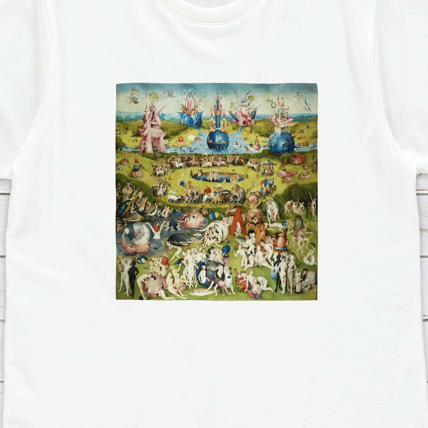 The Garden of Earthly Delights T Shirt Hieronymus Bosch Classical Art Horror Monster Quirky Aesthetic Grunge Womens Mens Graphic Printed Tee