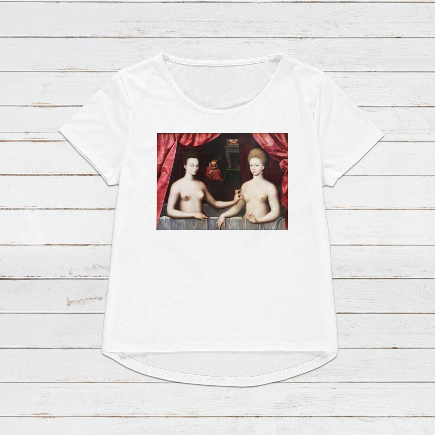 Fontainebleau T Shirt Gabrielle dEstrees Baroque Rococo Art Y2K 90s Nipple Pinch Quirky Aesthetic Pastel Goth Grunge Womens Mens Printed Tee