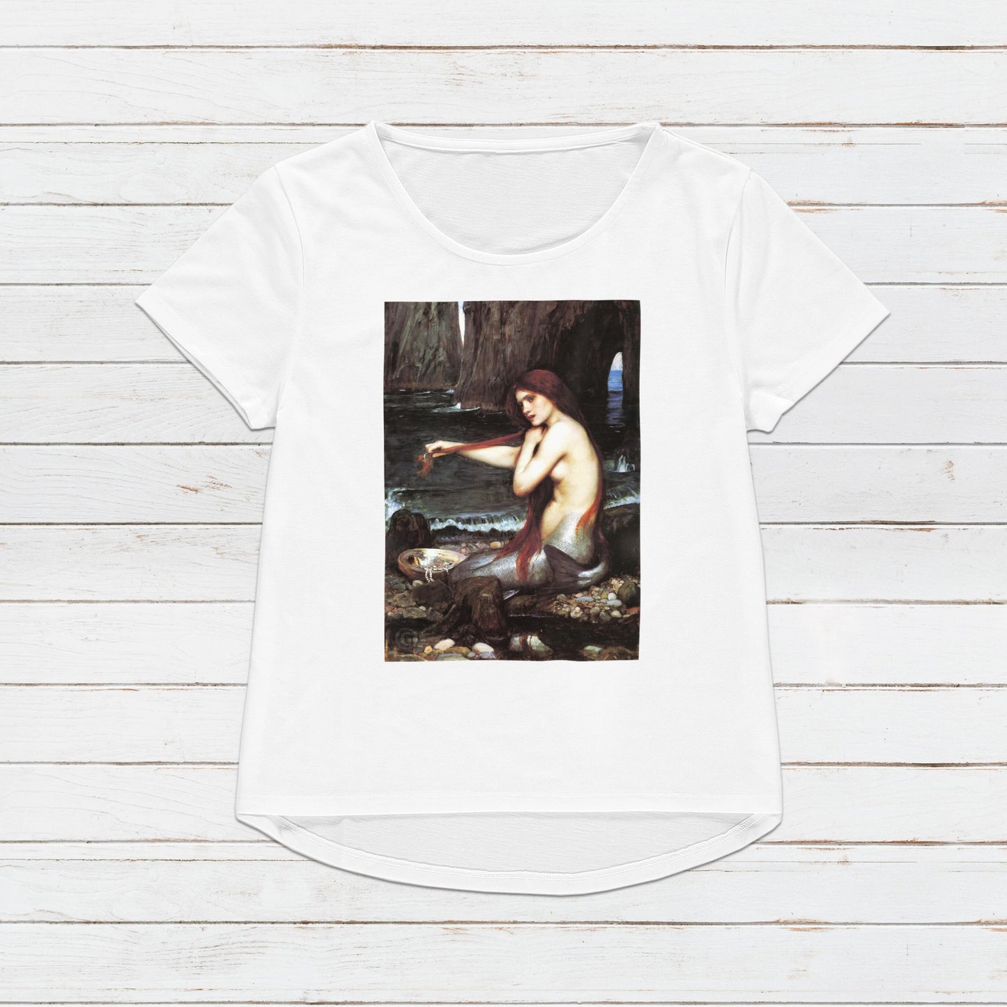 Mermaid T Shirt Waterhouse Pre-Raphaelite Art Y2K 90s Pretty Quirky Aesthetic Pastel Goth Soft Grunge Gifts Womens Mens Graphic Printed Tee