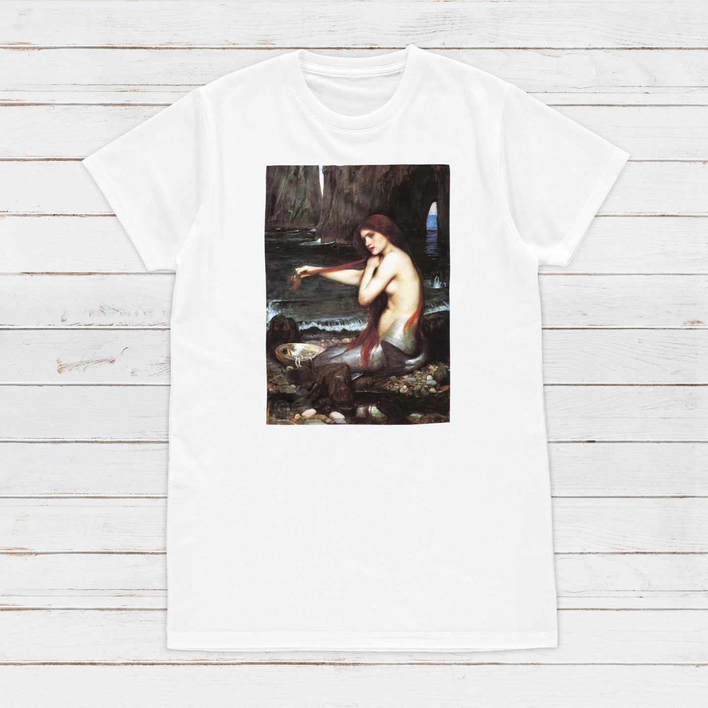 Mermaid T Shirt Waterhouse Pre-Raphaelite Art Y2K 90s Pretty Quirky Aesthetic Pastel Goth Soft Grunge Gifts Womens Mens Graphic Printed Tee