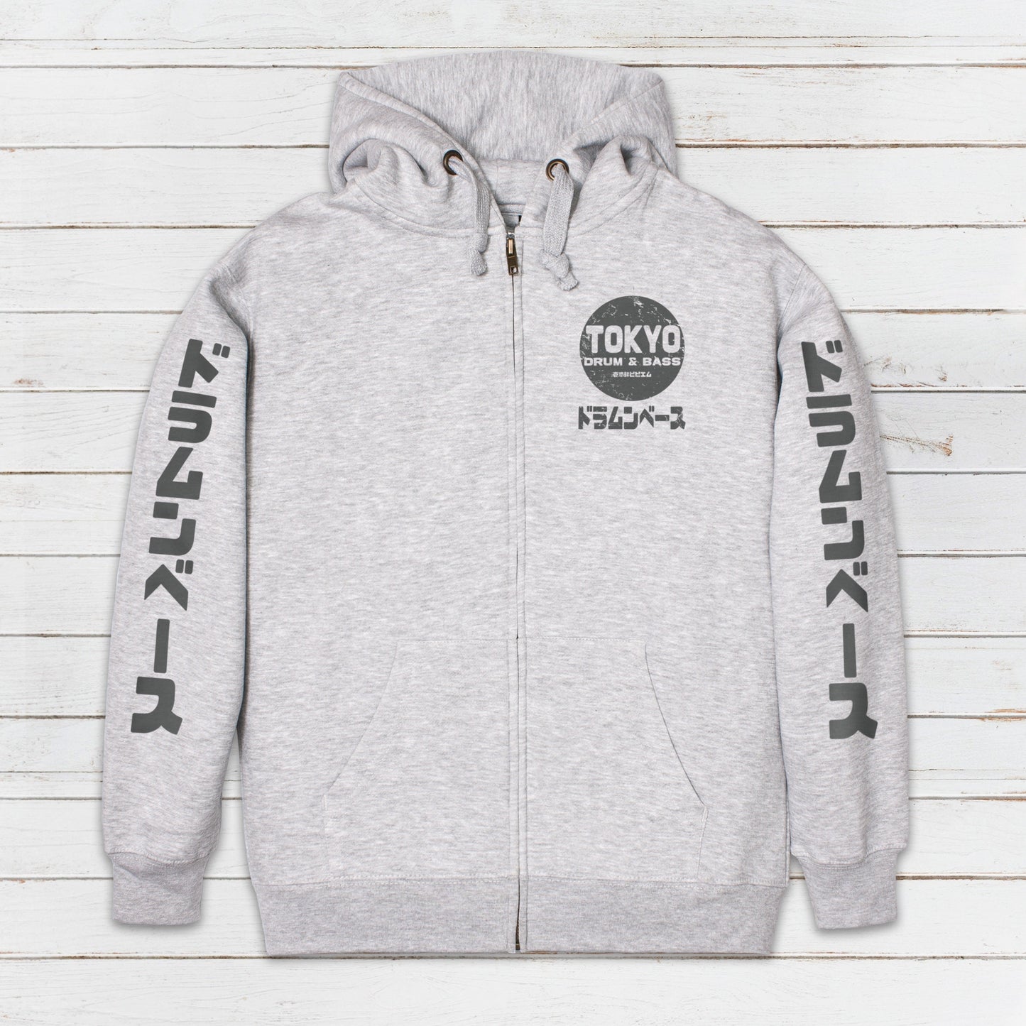 Tokyo Drum & Bass Zip Up Hoodie Japanese Japan Streetwear Jungle Junglist Synth Music Sweatshirt Gifts for Men Mens Womens Zipped Hooded Top