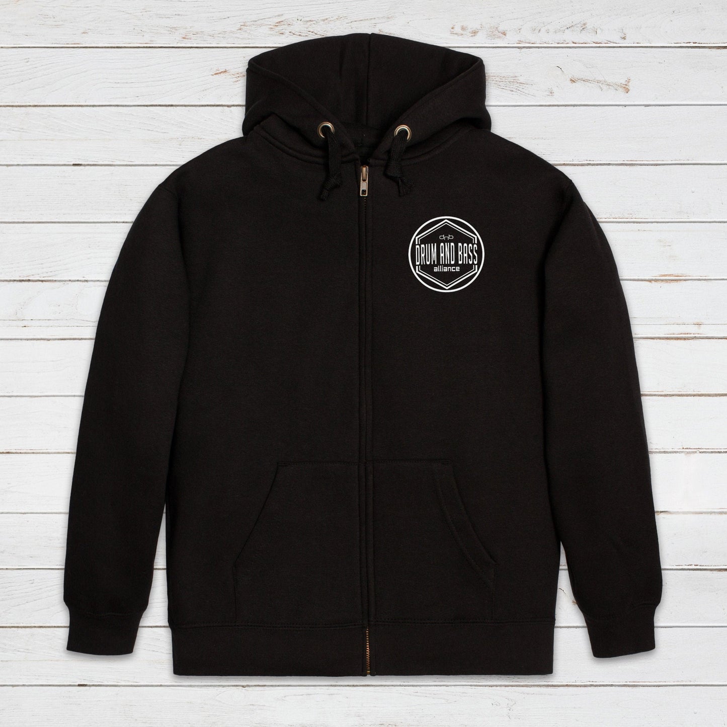 Drum and Bass Alliance Logo Zip Up Hoodie Jungle Junglist & Synth DnB EDM DJ Music Producer Sweatshirt Gifts for Men Mens Womens Hooded Top