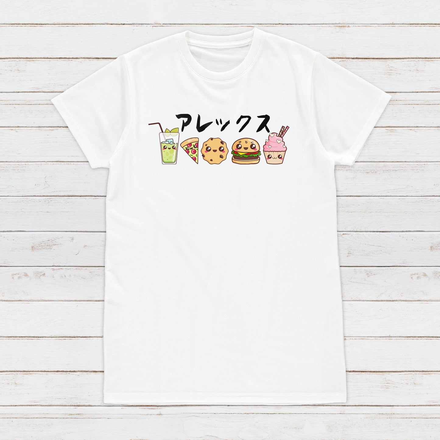 Custom Personalised T Shirt Japanese Kawaii Print Personalized Your Name Text Cupcake Japan Cute Calligraphy Womens Mens Graphic Printed Tee