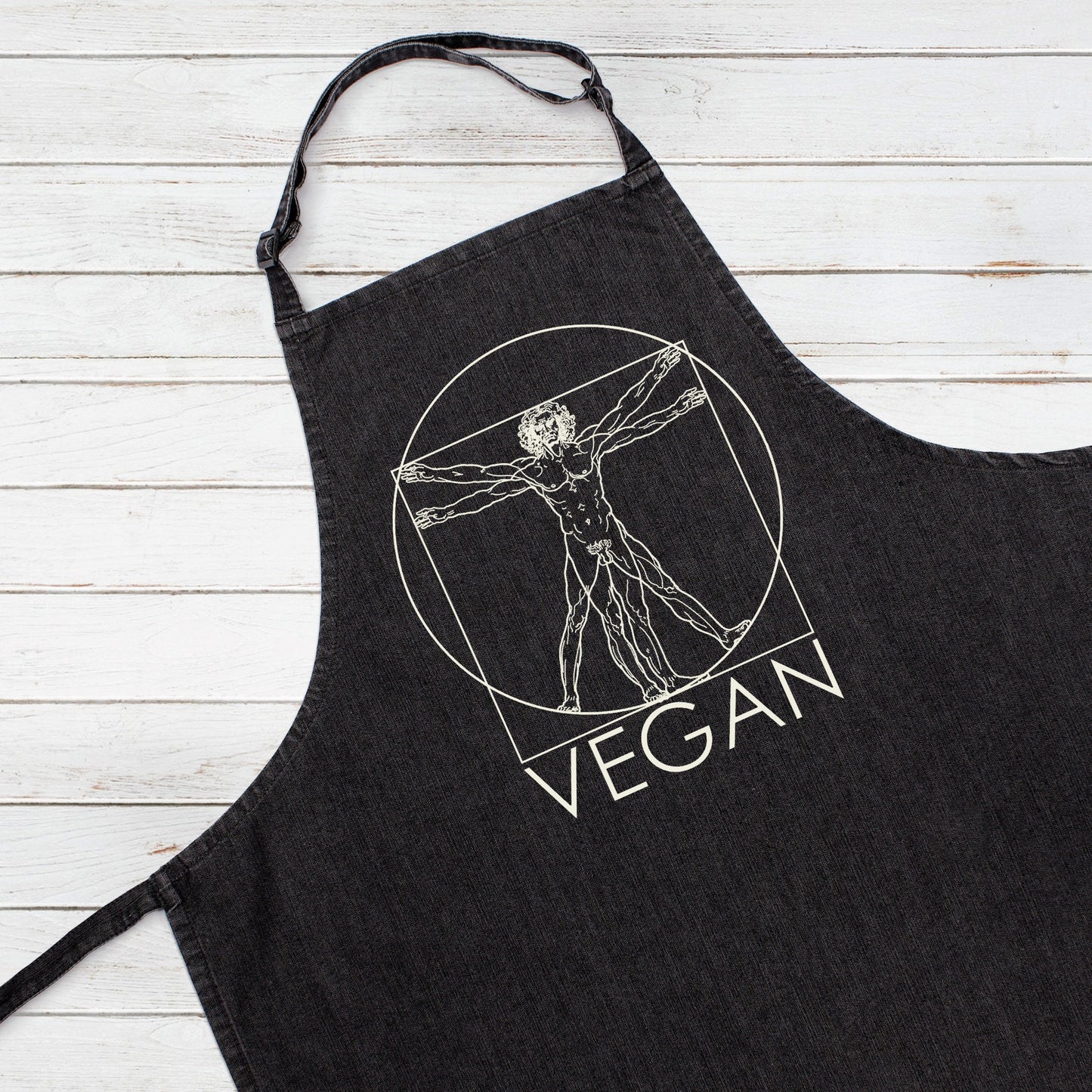 Vegan Apron Da Vinci Art Drawing Sketch Veggie Minimalist Cotton Womens Mens Full Size Long One Size Printed Baking Cooking Apron Gift Gifts
