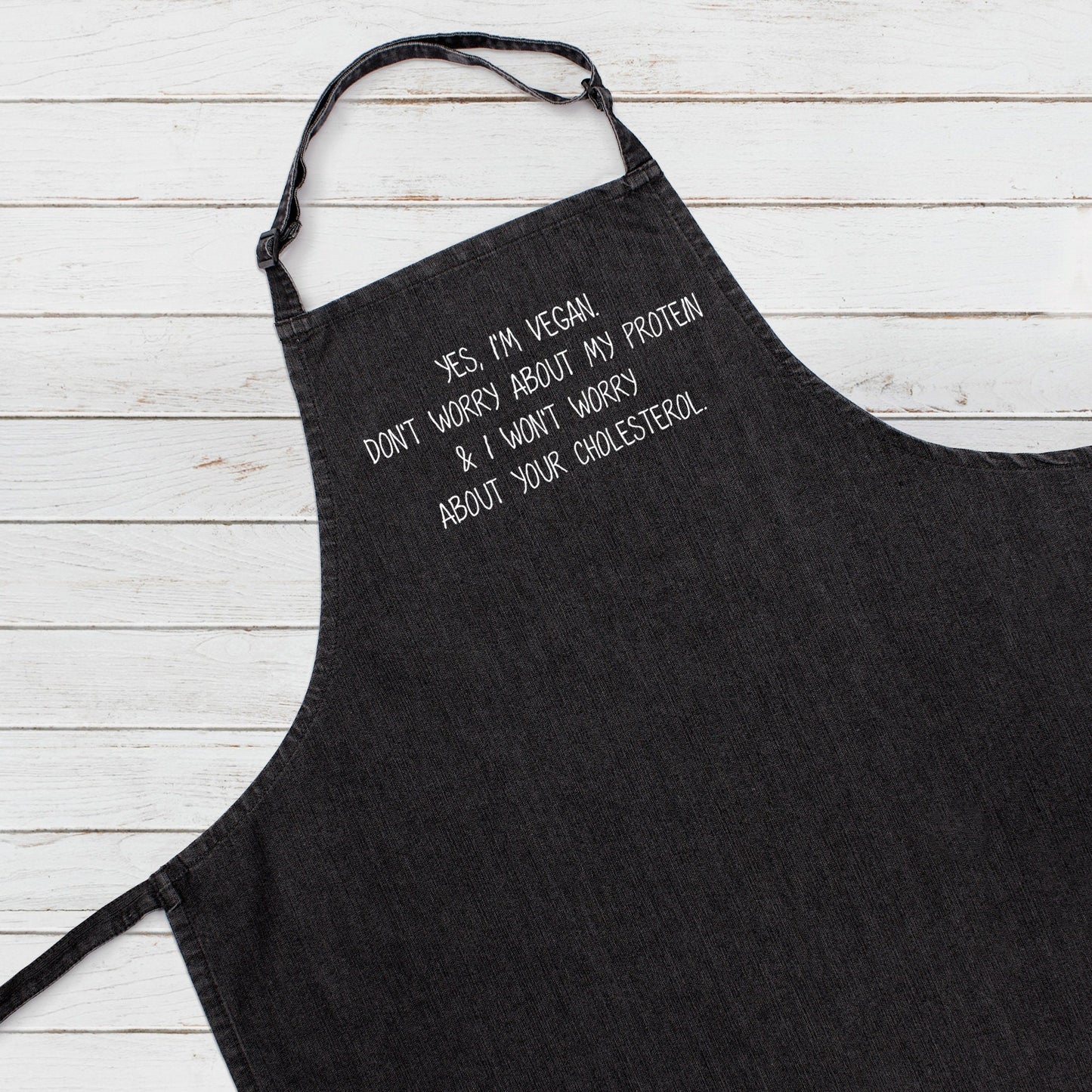 Vegan Protein Printed Baking Cooking Apron Funny Ironic Plant Based Slogan Unique Womens Mens One Size Full Length Chefs Valentines Day Gift