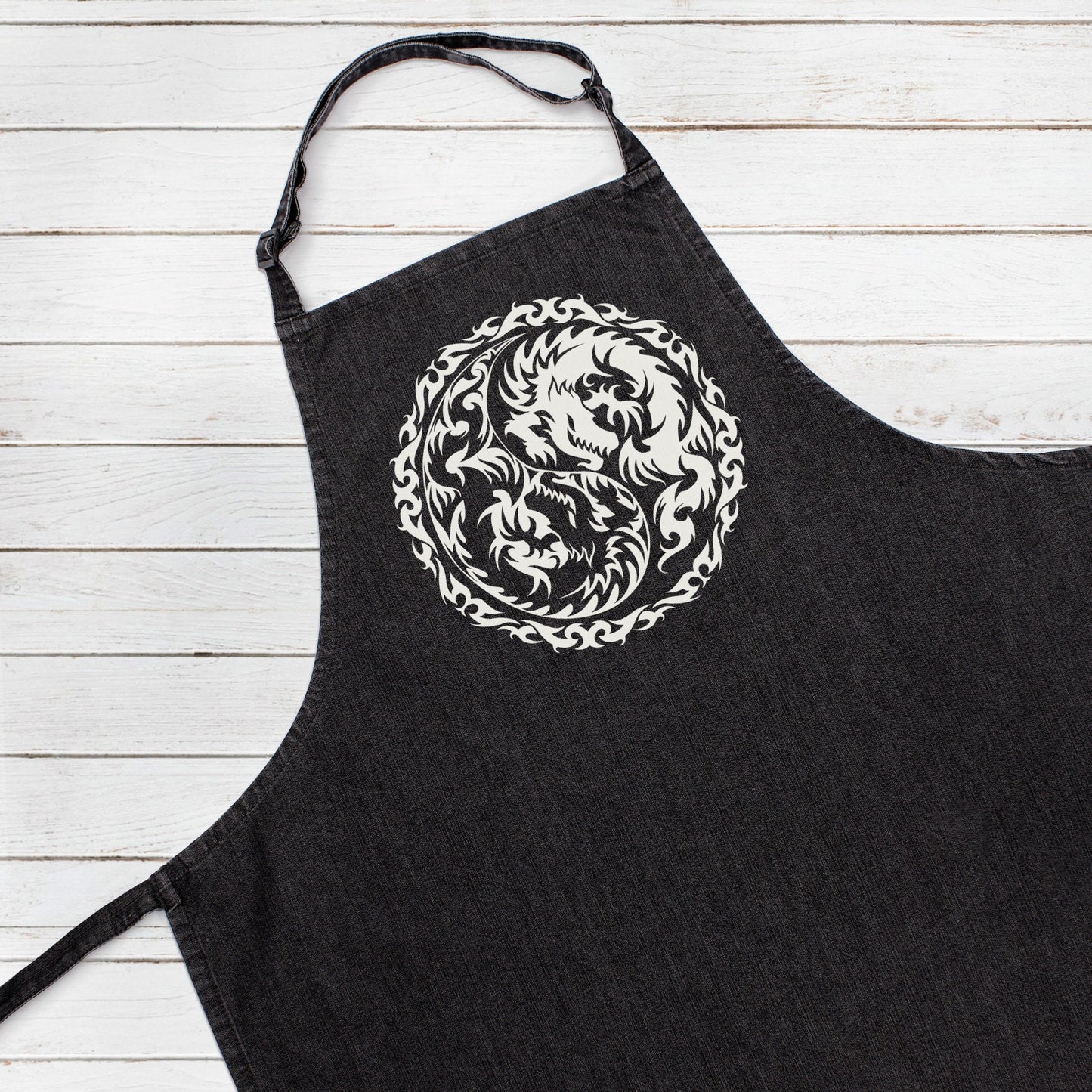 Yin Yang Dragon Apron Peace Zen Yoga Tai Chi Taijitu Taosim Womens Mens One Size Full Length Chefs Printed Baking Cooking Apron Gift Gifts