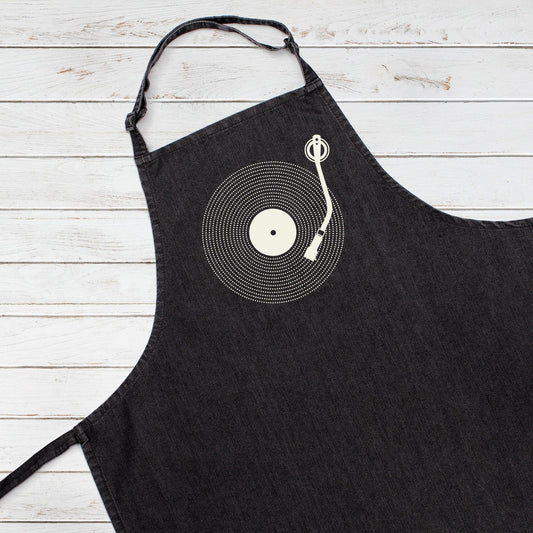 Baking Cooking Apron LP Vinyl Record Player Turntable Music DJ DnB Minimalist Womens Mens Full Long One Size Unique Printed Birthday Gift