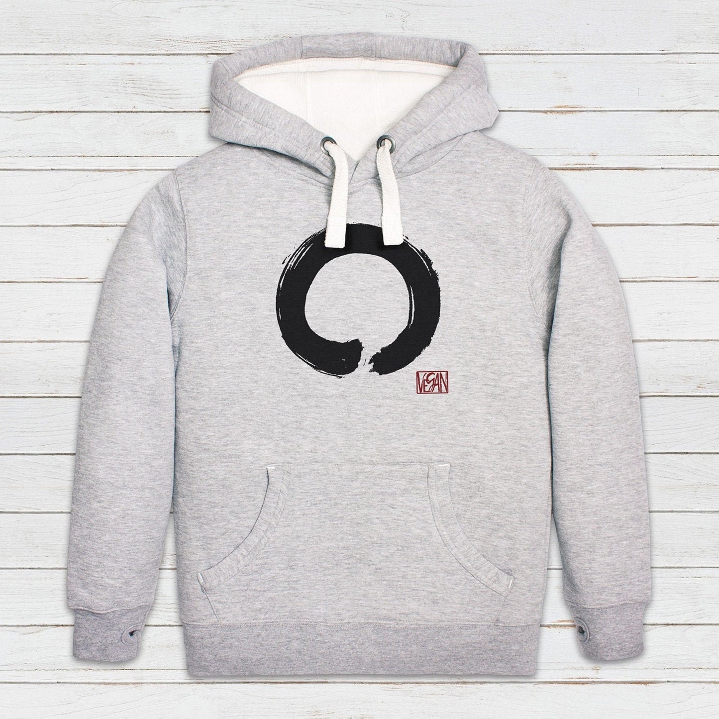 Enso Buddhist Circle Vegan Hoodie Traditional Japanese Understated Plant Based Climate Change Yoga Womens Mens Sweatshirt Printed Hooded Top