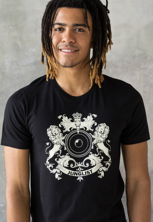 Junglist Coat Of Arms T Shirt - Jungle Massive Crest Lion Heraldry Drum and Bass DJ & Bass Synth Music Producer Festival Printed Tee Top