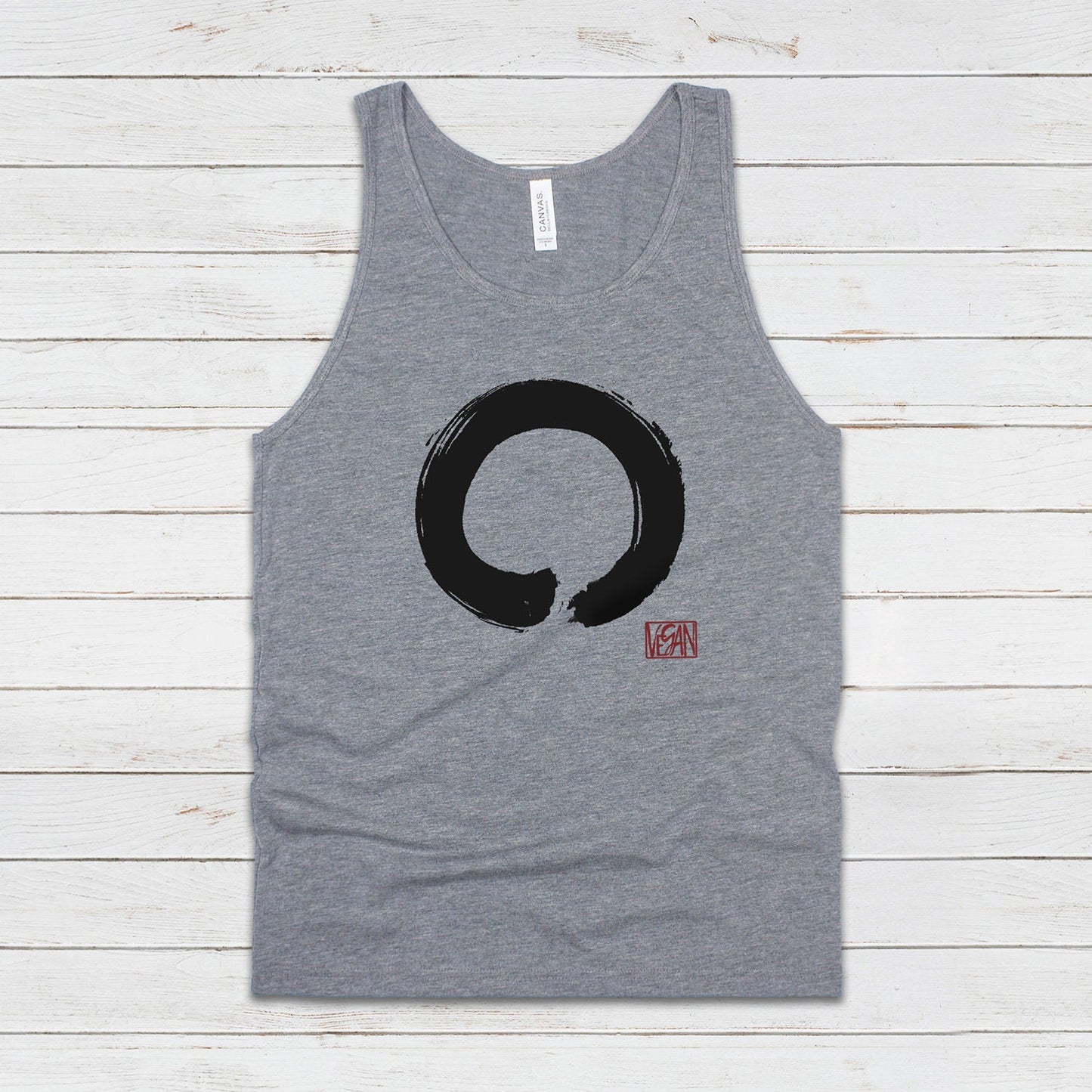 Enso Buddhist Circle Vegan Tank Top Yoga Peace Animal Rights Buddhist Be Kind Climate Change Mindfulness Mens Womens Printed Vest Cami Tee