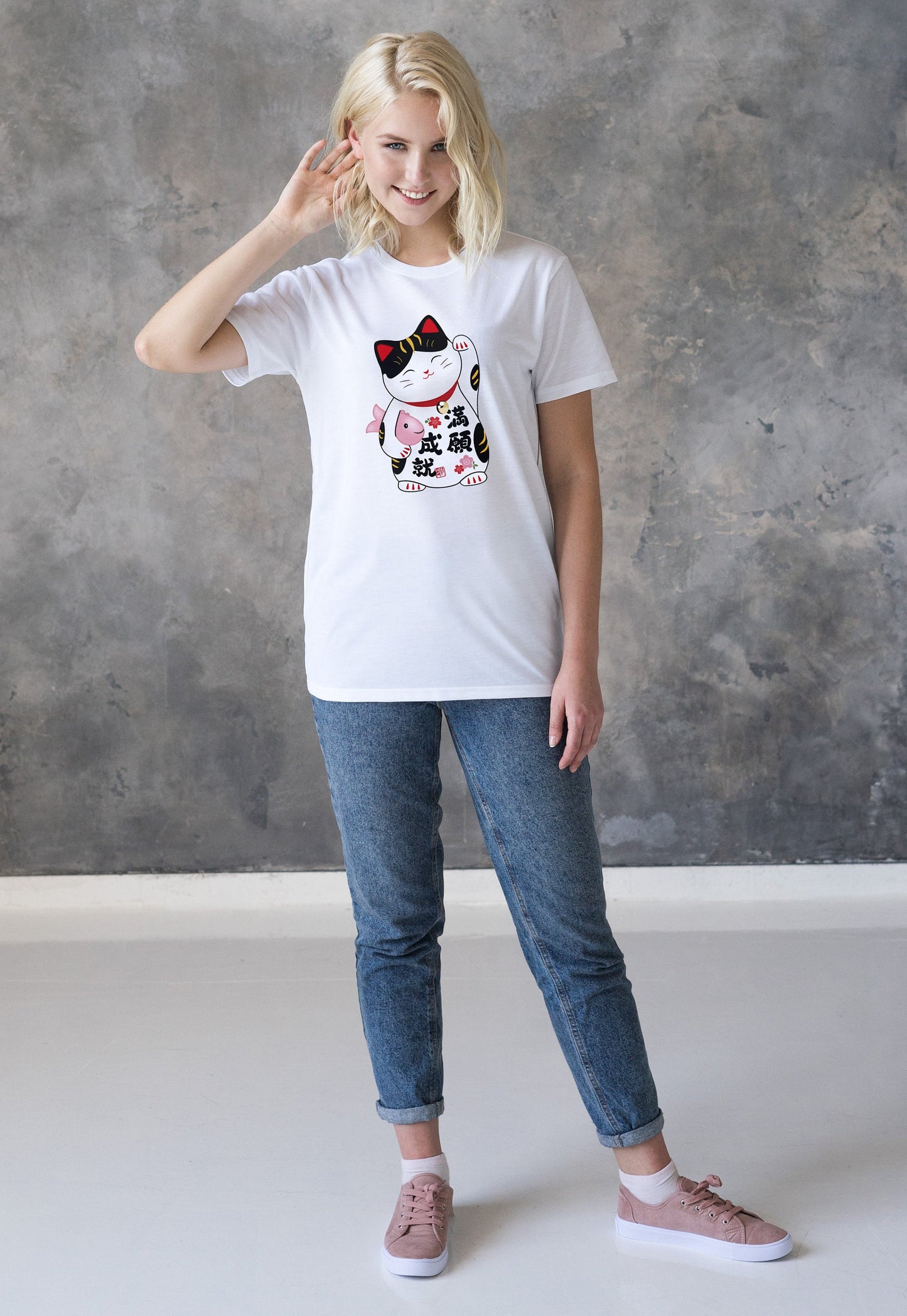Japanese Lucky Cat Maneki Neko T Shirt Kawaii Japan Cute Anime Manga Harajuku Kyoto Tokyo Nyan Geek Womens Mens Graphic Printed Tee T-Shirt