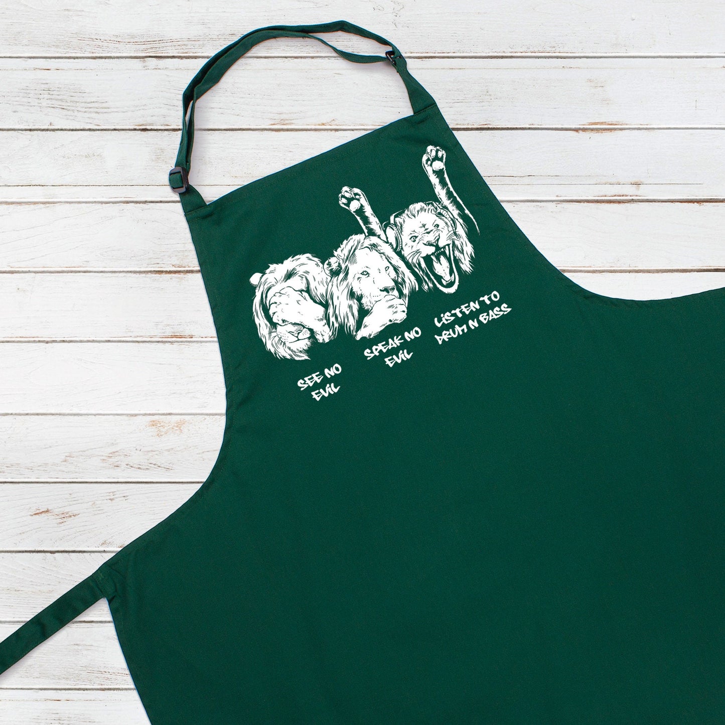 Baking Cooking Apron Drum and Bass Lions Evil Junglist Music DJ DnB Womens Mens Full Size Long One Size Unique Printed Valentines Gift Gifts