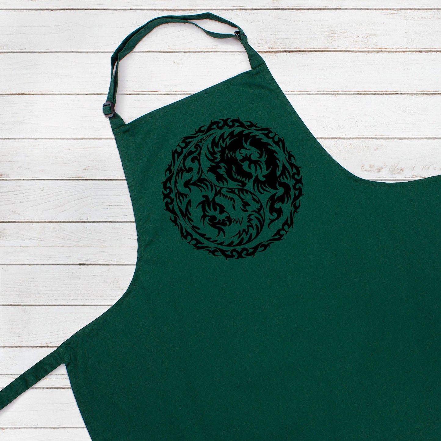 Yin Yang Dragon Apron Peace Zen Yoga Tai Chi Taijitu Taosim Womens Mens One Size Full Length Chefs Printed Baking Cooking Apron Gift Gifts