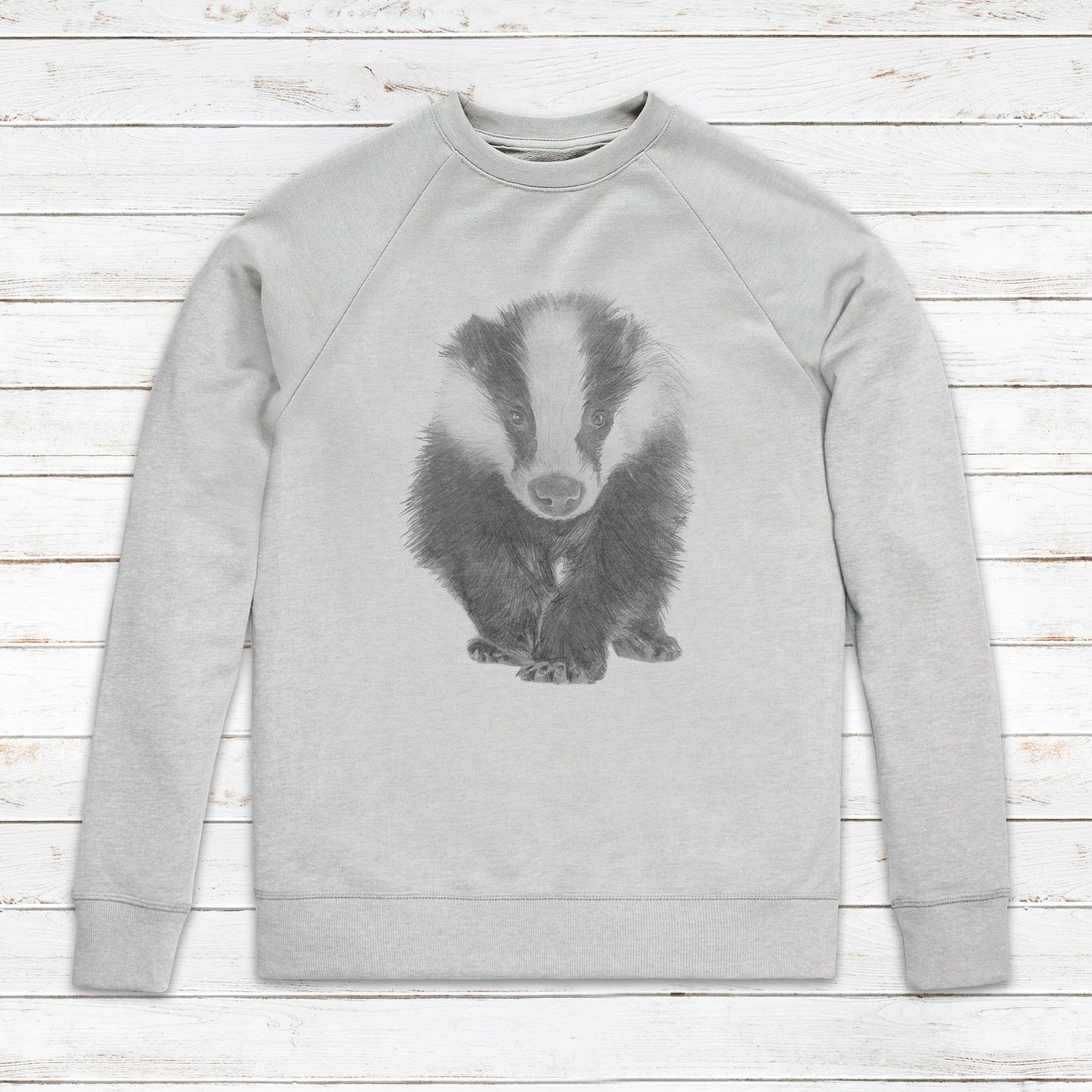 Badger Sweatshirt Artist Pencil Sketch Drawing Art Vegan Animal Cute Forest Anti Cull Hunting Saboteur Xmas Gifts Mens Womens Printed Jumper