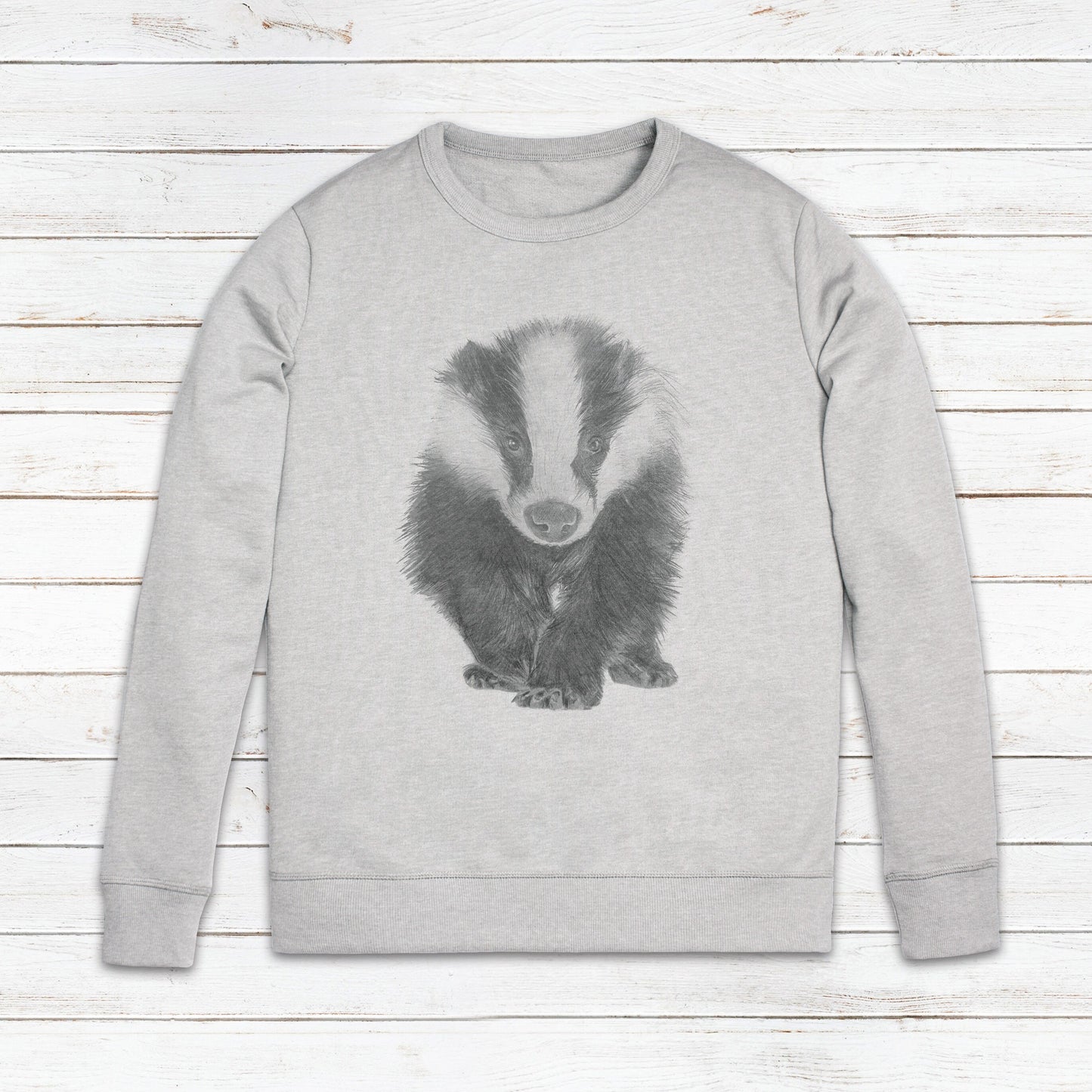 Badger Sweatshirt Artist Pencil Sketch Drawing Art Vegan Animal Cute Forest Anti Cull Hunting Saboteur Xmas Gifts Mens Womens Printed Jumper
