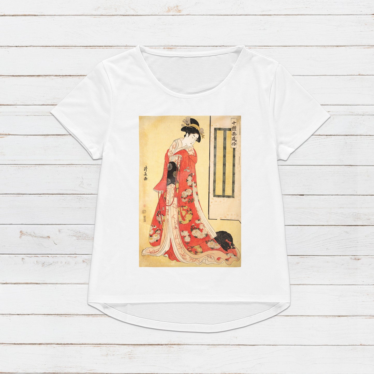 Japanese Ukiyo-e T Shirt Woodblock Art Yoshitoshi Kyoto Geisha Maiko Tattoo Beautiful Japan Calligraphy Womens Mens Graphic Printed Tee Top