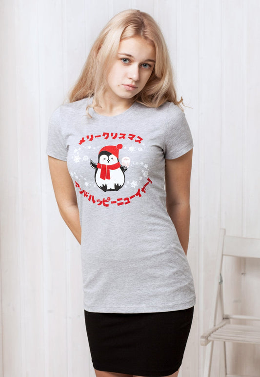 Japanese T Shirt Kawaii Christmas Penguin Japan Anime Manga Xmas Cute Aesthetic Funny Santa Ice Cream Cupcake Printed Girls Women's Tee