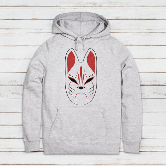 Kitsune Hoodie Japanese Fox Mask Inari Shinto Japan Tokyo Anime Manga Kawaii Cute Harajuku Womens Girls Printed Hooded Top Jumper Sweatshirt