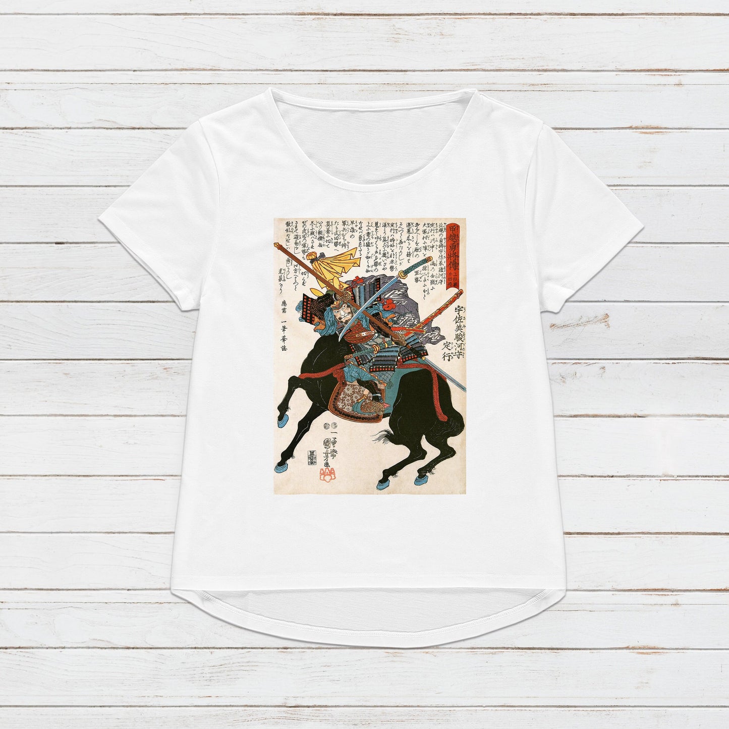 Japanese Ukiyo-e T Shirt Woodblock Art Utagawa Kuniyoshi Samurai Bushido Japan Martial Arts Calligraphy Gift Womens Mens Graphic Printed Tee