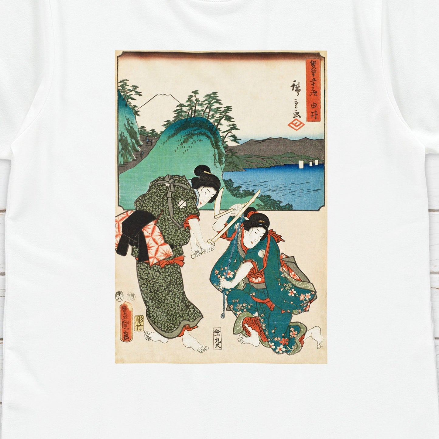 Japanese Ukiyo-e T Shirt Woodblock Art Hiroshige Onna Mushi Bugeisha Samurai Bushido Japan Martial Arts Gift Womens Mens Graphic Printed Tee