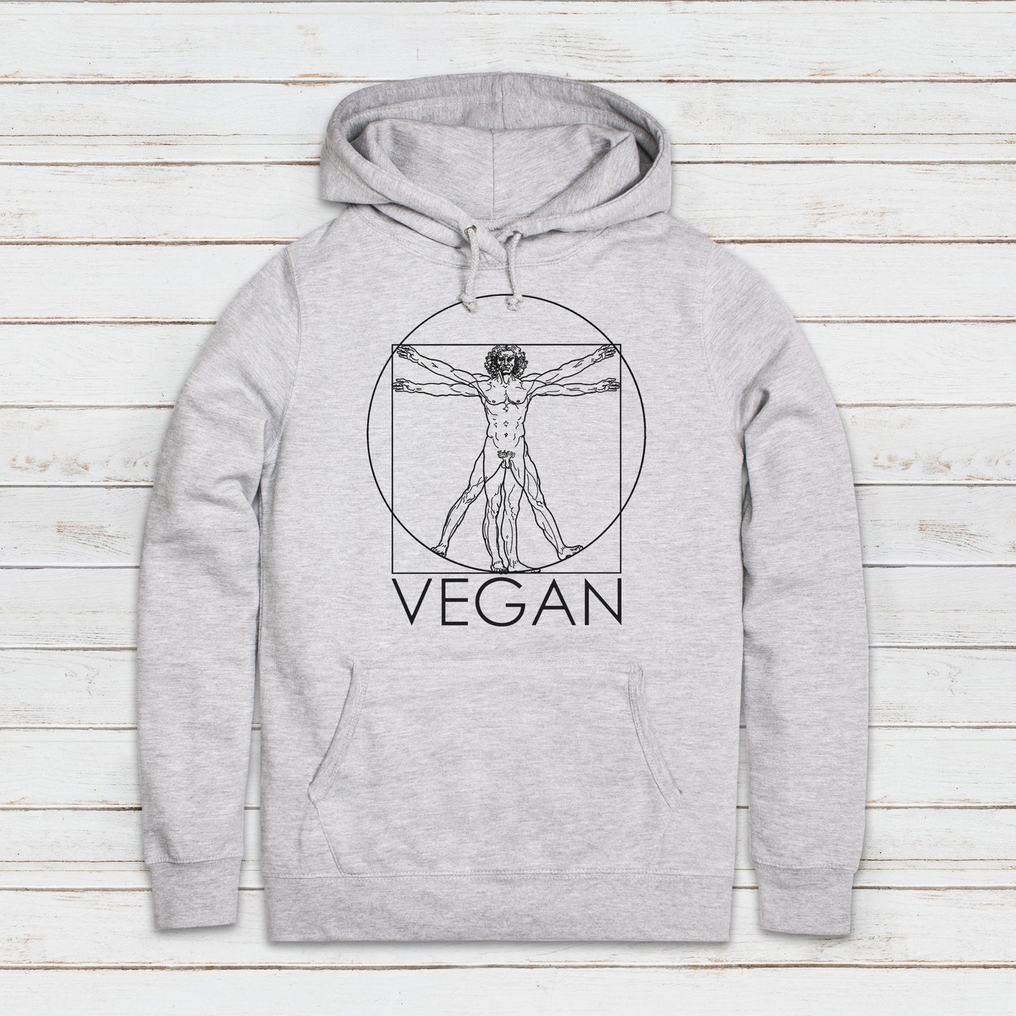 Vegan Hoodie Da Vinci Plant Based Animal Rights Vitruvian Man Art Drawing AF Planet Earth Womens Girls Printed Hooded Top Jumper Sweatshirt