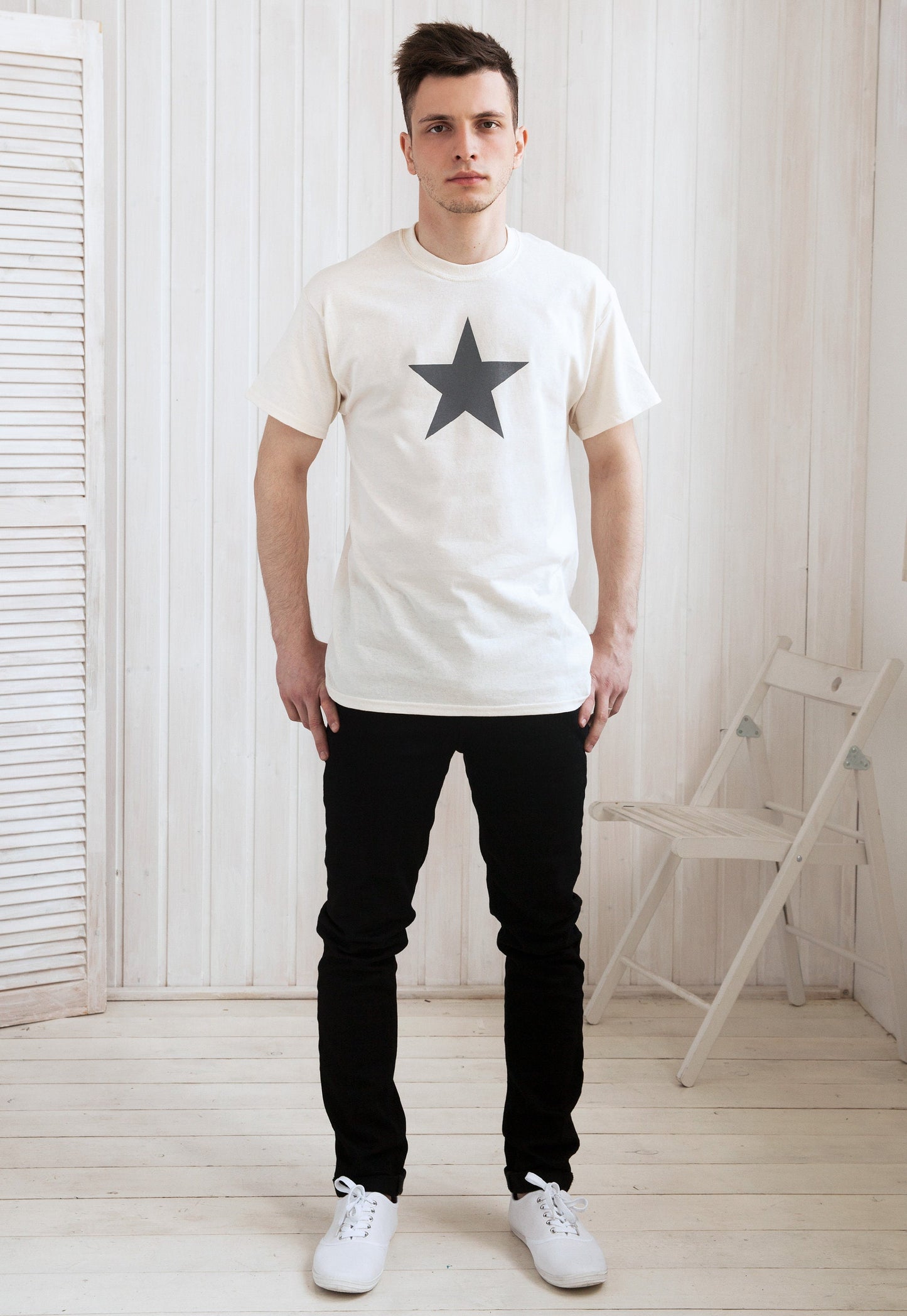 Star T Shirt Minimalist Abstract Geometric Streetwear Skater Fashion Retro 90s 80s 70s Y2K Graphic Design Printed Tee T-Shirt Mens Womens