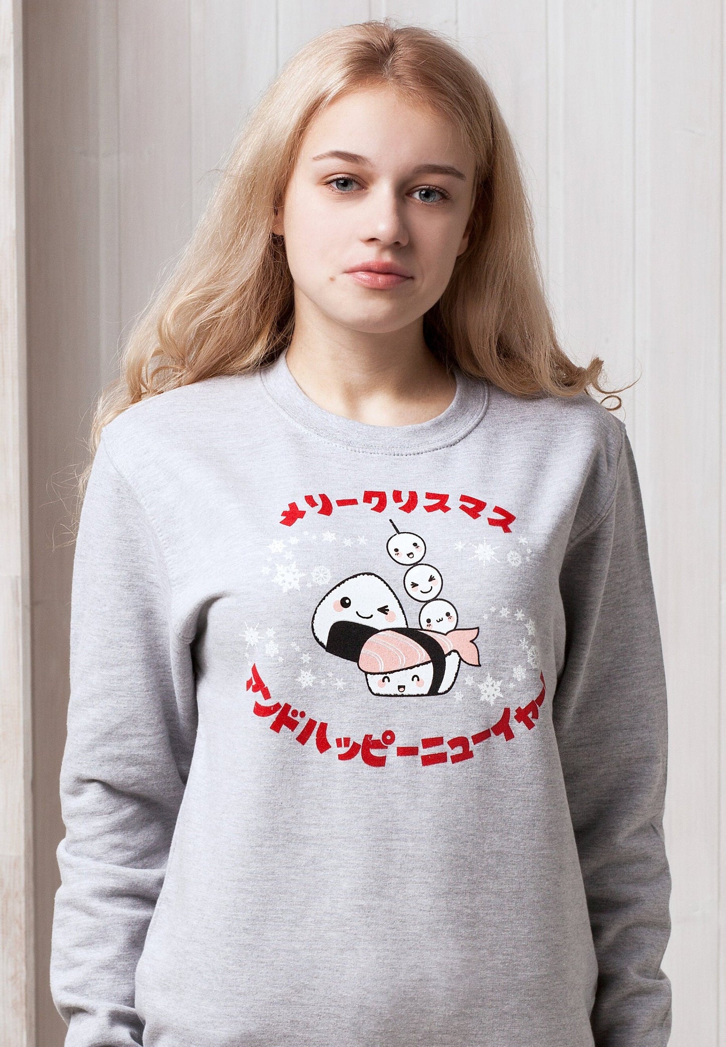 Japanese Sweatshirt Kawaii Sushi Christmas Party Japan Anime Manga Holiday Xmas Printed Mens Womens Jumper Long Sleeve Top Sweater Pullover