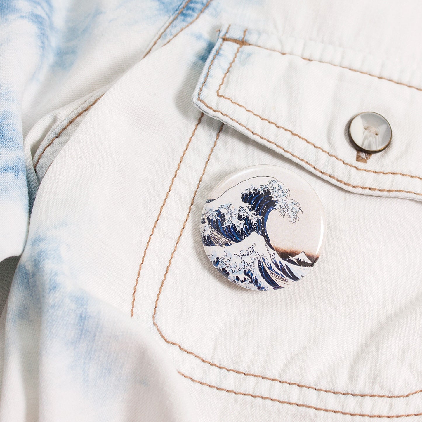 Japanese Badges Ukiyo-e Art Woodblock Print Aesthetic Pin Button Badge Gift Set Geisha Tattoo Kanagawa Wave Maiko Cherry Blossom Pastel Goth