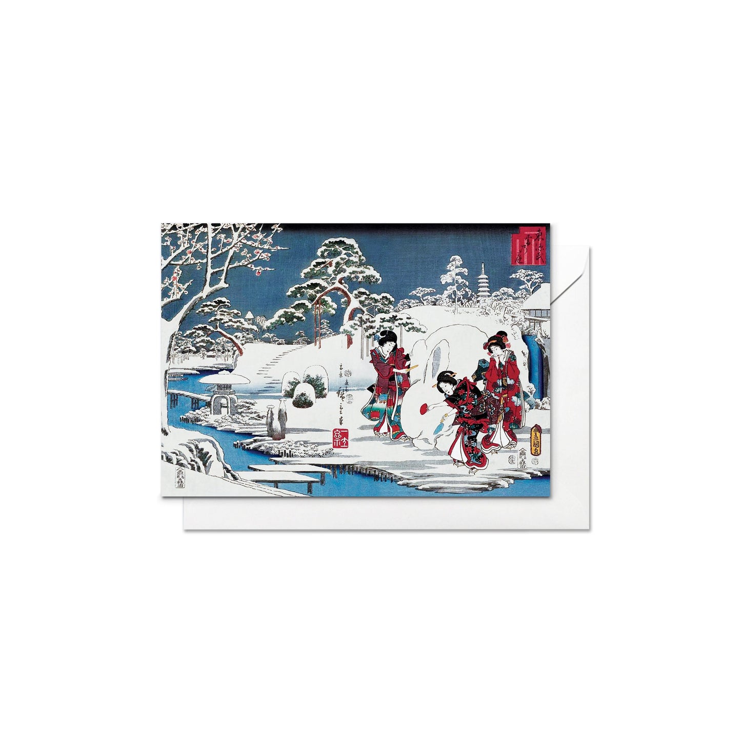 Japanese Ukiyo-e Art Greeting Cards Christmas Card Set Xmas New Year Winter Woodblock Print Aesthetic Hiroshige Hokusai Haiku Pretty Elegant