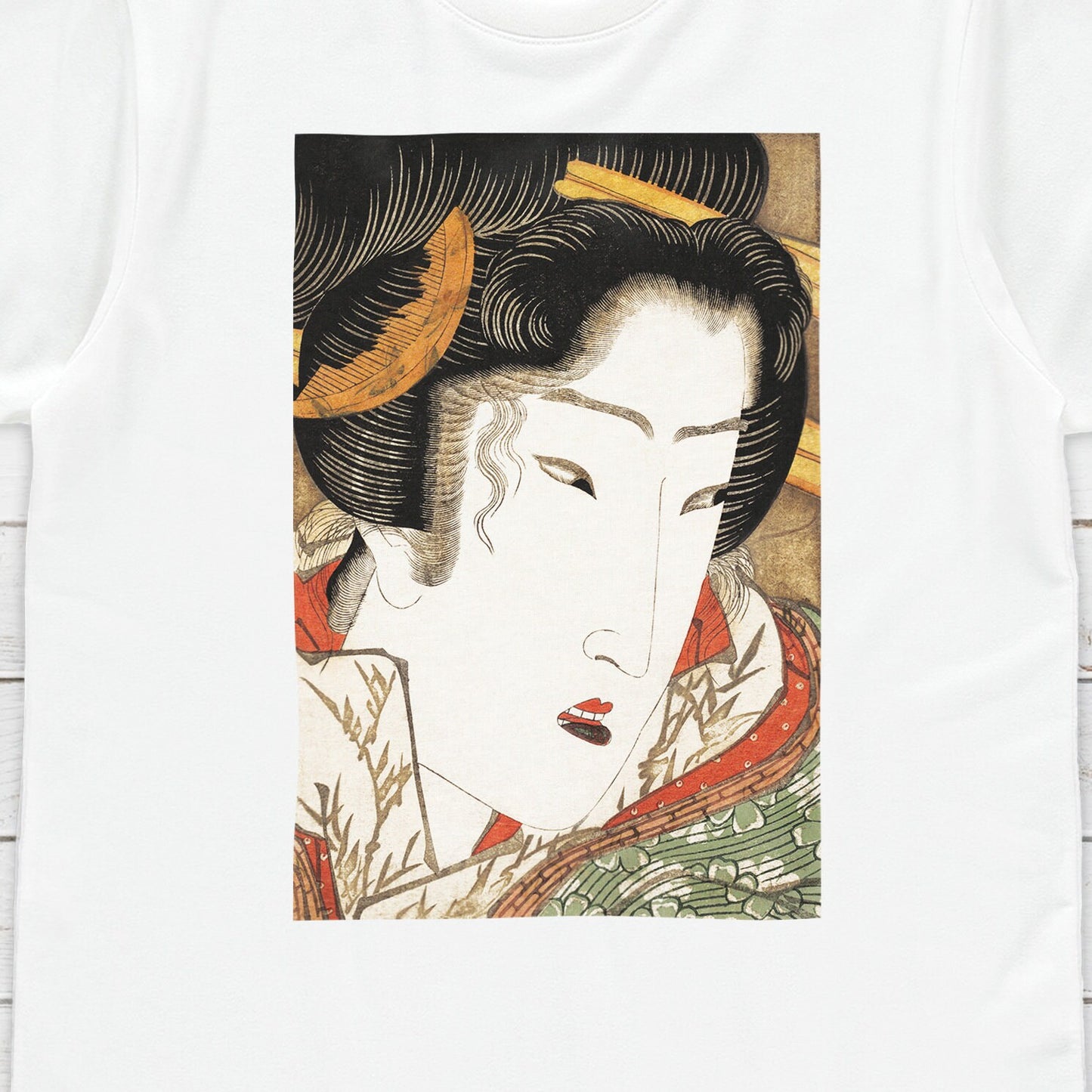 Japanese Ukiyo-e T Shirt Woodblock Art Keisai Eisen Geisha Maiko Tattoo Beautiful Japan Calligraphy Womens Mens Graphic Printed Tee Top