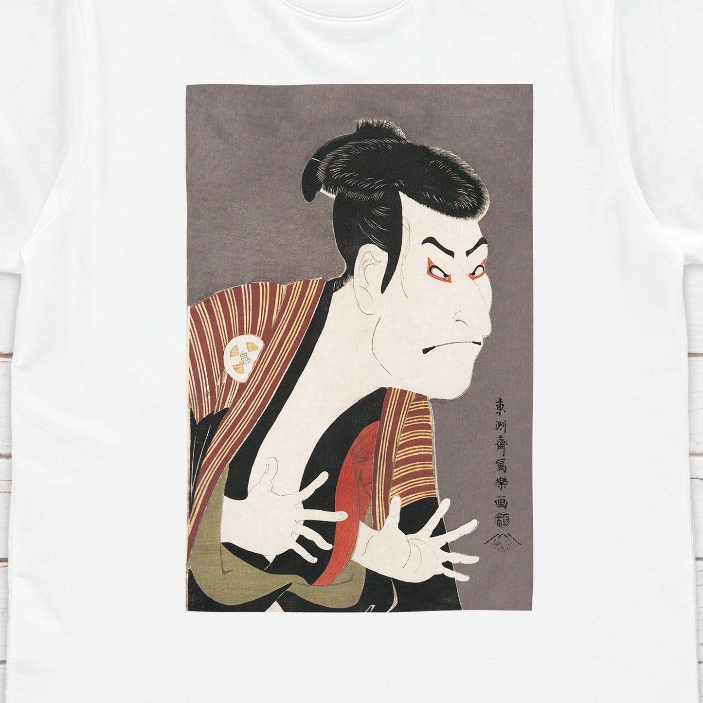Japanese Ukiyo-e T Shirt Woodblock Art Actor Otani Oniji as Yakko Edobei Samurai Aesthetic Kanji Calligraphy Womens Mens Graphic Printed Tee