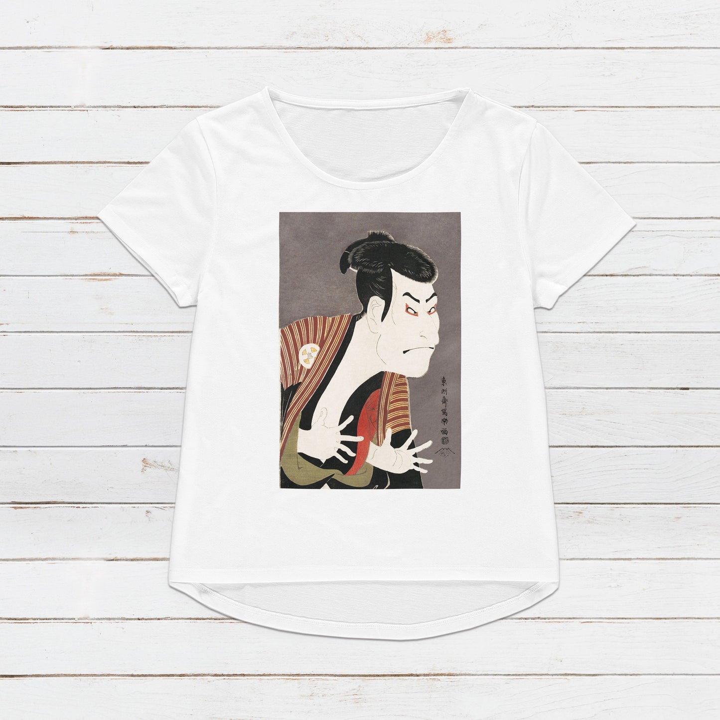 Japanese Ukiyo-e T Shirt Woodblock Art Actor Otani Oniji as Yakko Edobei Samurai Aesthetic Kanji Calligraphy Womens Mens Graphic Printed Tee