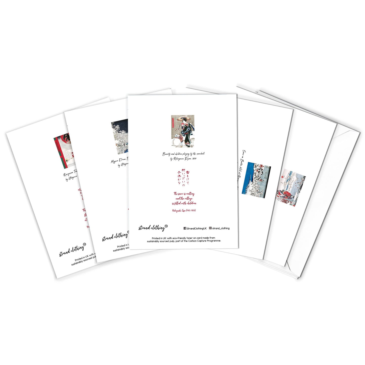 Japanese Ukiyo-e Art Greeting Cards Christmas Card Set Xmas New Year Winter Woodblock Print Aesthetic Hiroshige Hokusai Haiku Basho Elegant