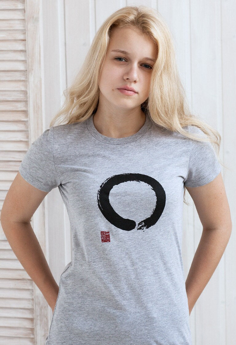 Japanese T Shirt Enso Circle - Japan Calligraphy Buddhism Yoga Zen Ensou Positive Inspiratonal Aesthetic Graphic Printed Womens Girls Tee