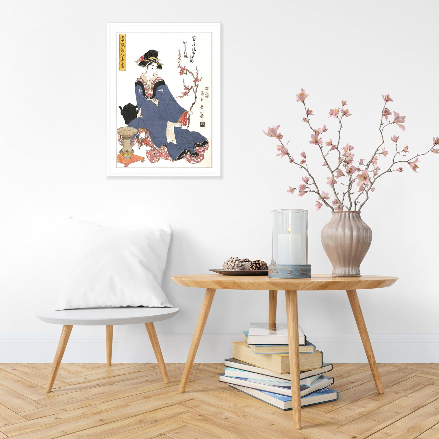 Japanese Ukiyo-e Art Print Poster Woodblock Wall Art Kikukawa Eizan Geisha Maiko Sakura Plum Blossom Tattoo Beautiful Japan Calligraphy A3