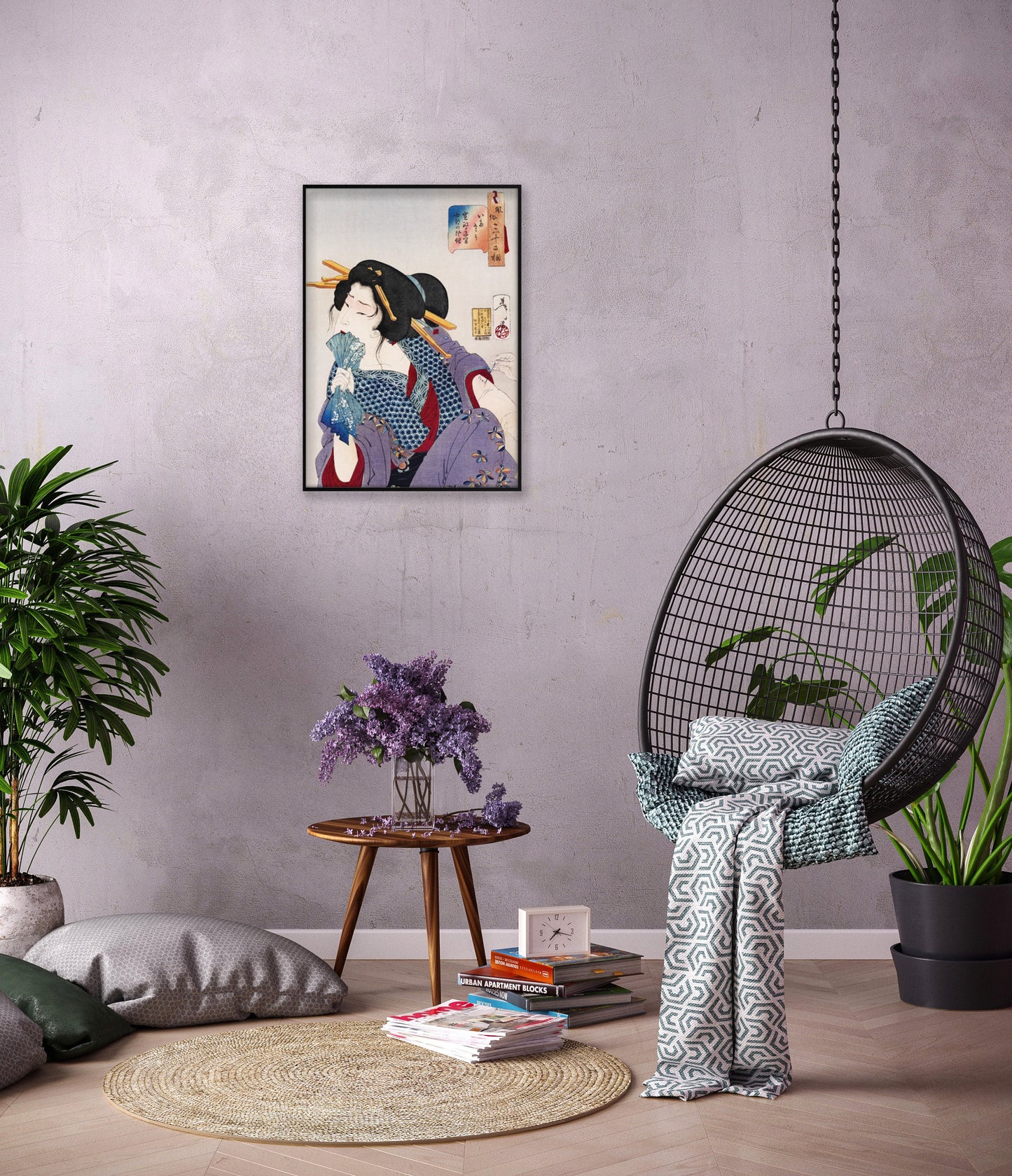 Japanese Ukiyo-e Art Print Poster Woodblock Wall Art Yoshitoshi Kyoto Geisha Maiko Kimono Tattoo Ink Beautiful Japan Calligraphy Sensual A3