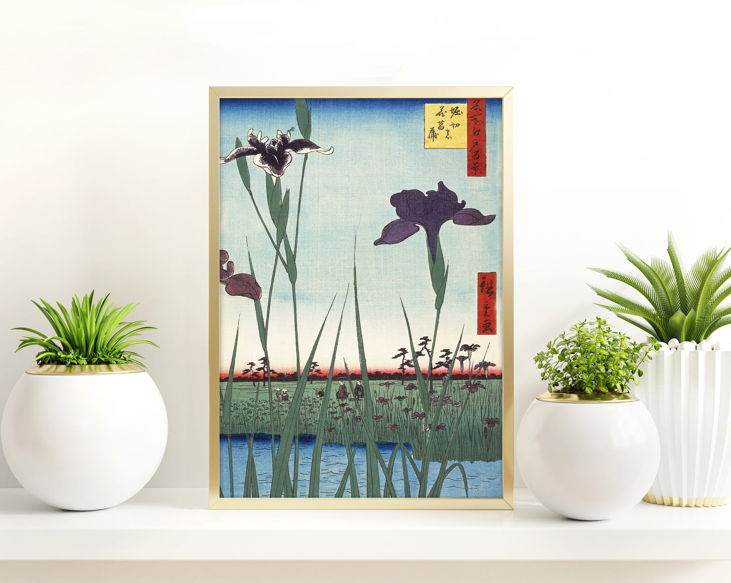 Japanese Ukiyo-e Art Print Poster Woodblock Wall Art Hiroshige Iris Irises Flower Floral Geisha Bijin Tattoo Beautiful Japan Calligraphy A3
