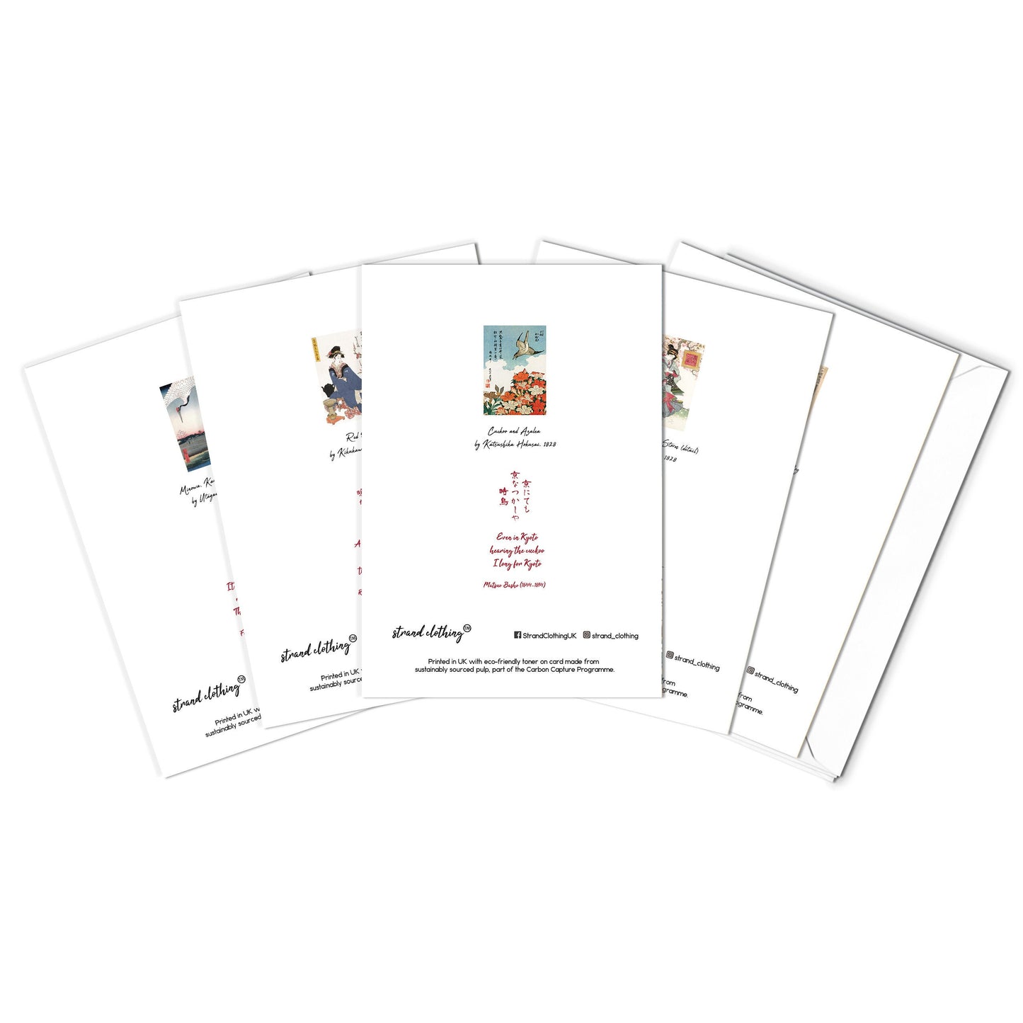 Japanese Ukiyo-e Art Greeting Cards Birthday Card Set of Five Bundle Valentines Woodblock Print Aesthetic Hiroshige Hokusai Haiku Elegant 5