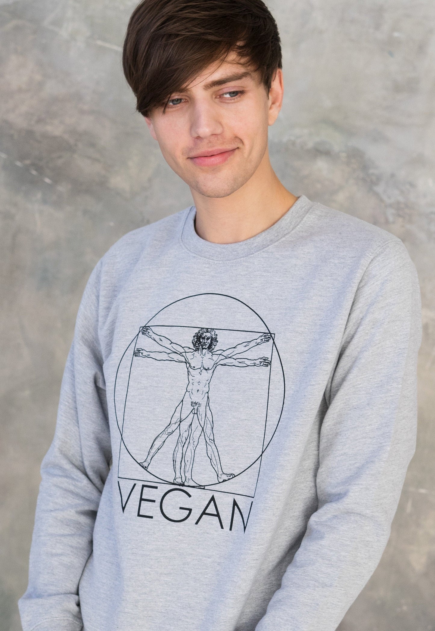 Vegan Sweatshirt Da Vinci Vitruvian Man Drawing Sketch Art Peace Slogan Geometric Plant Based Mens Womens Graphic Printed Jumper Pullover